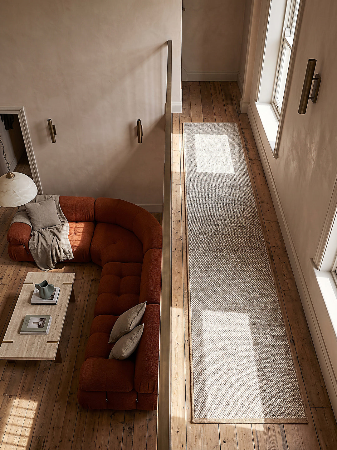 Teppich Beige Läufer Draufsicht_