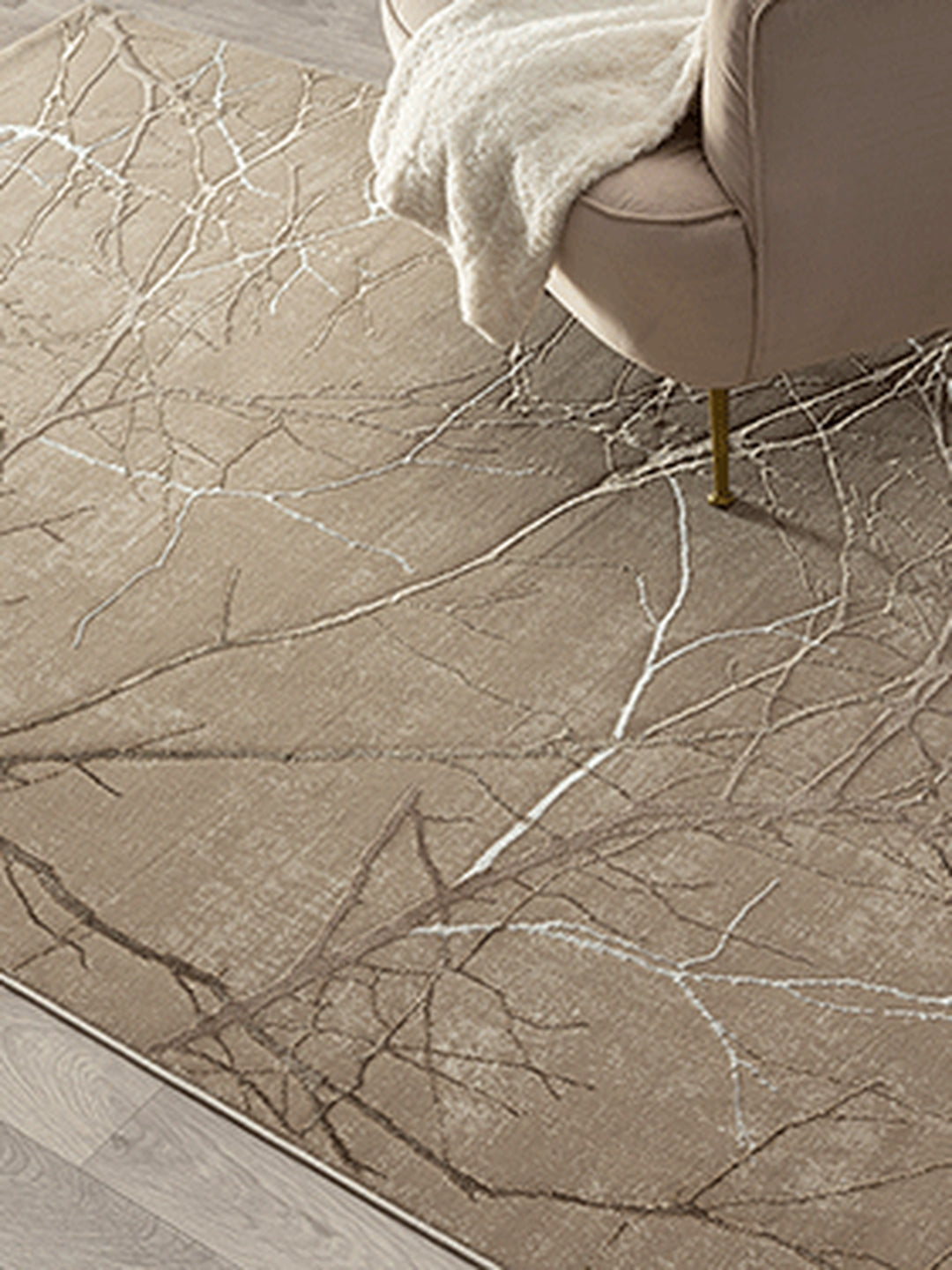 Teppich Beige Floral rechteckig POLYESTER Designteppich Kollektion KAVALA Wohnraum 120x170_