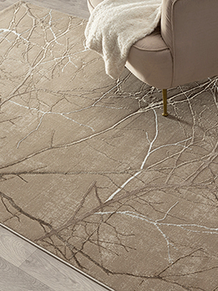 Teppich Beige Floral rechteckig POLYESTER Designteppich Kollektion KAVALA Wohnraum 120x170_