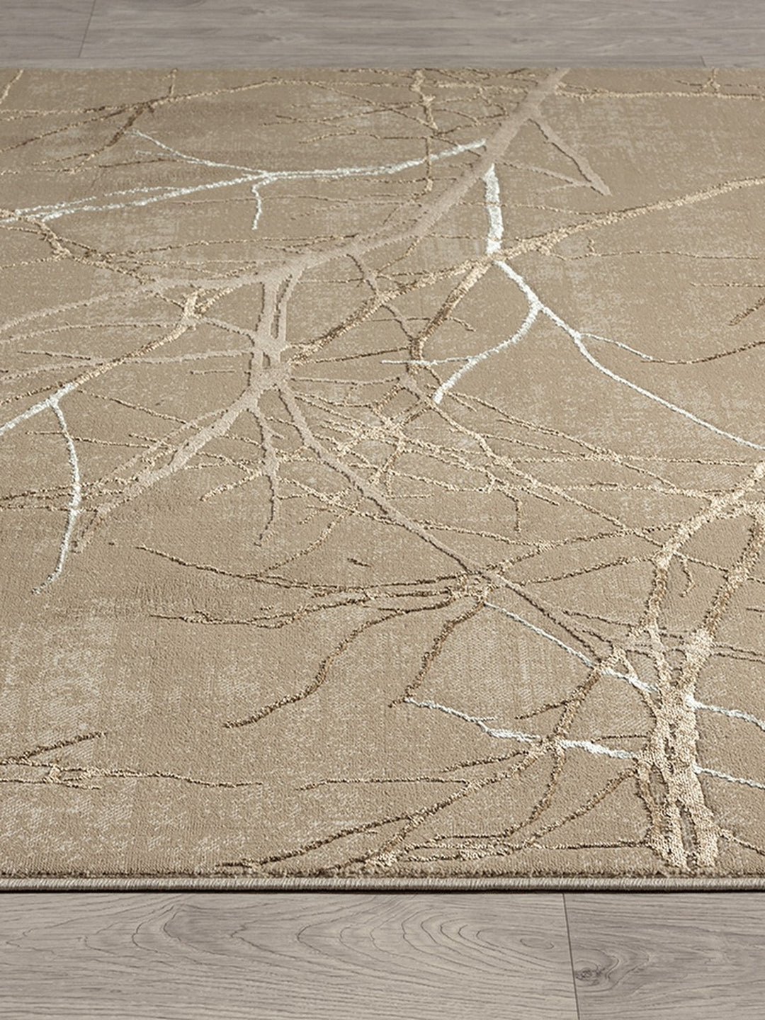 Teppich Kurzflor Beige vielseitig für Wohn- und Schlafbereich aus hochwertigem Polyester KAVALA Serie_