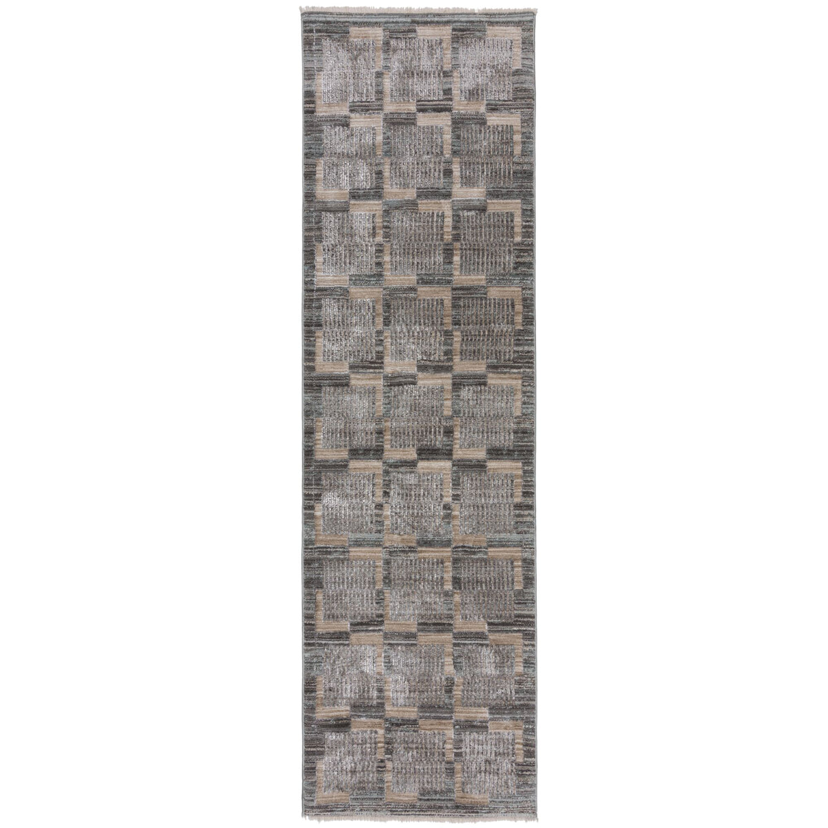 Jute Teppich Karos Geometrisch - Wohnzimmer_Läufer_