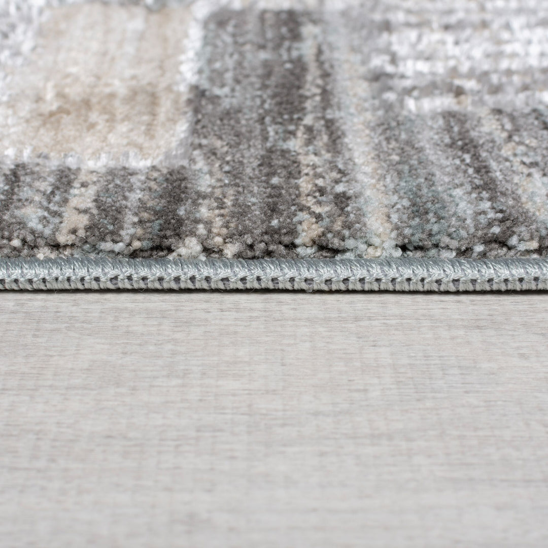 Kurzflor Teppich modern gemustert mit Glanzeffekt und Fransen - maschinell gefertigt_Läufer_