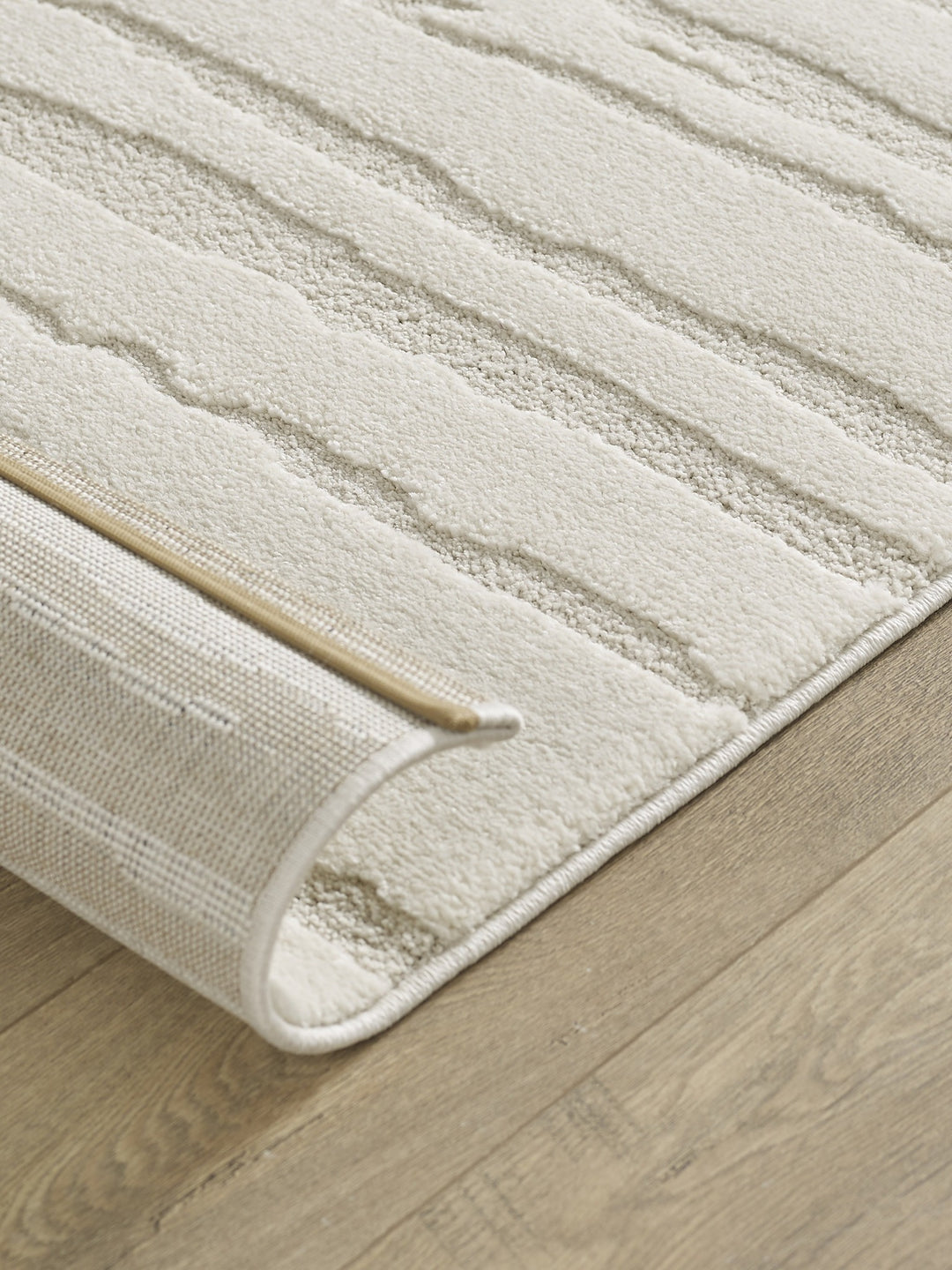 Teppich Creme Streifen rechteckig Polyester Raumgestaltung Inneneinrichtung Skandinavisch CETINA 160x230_