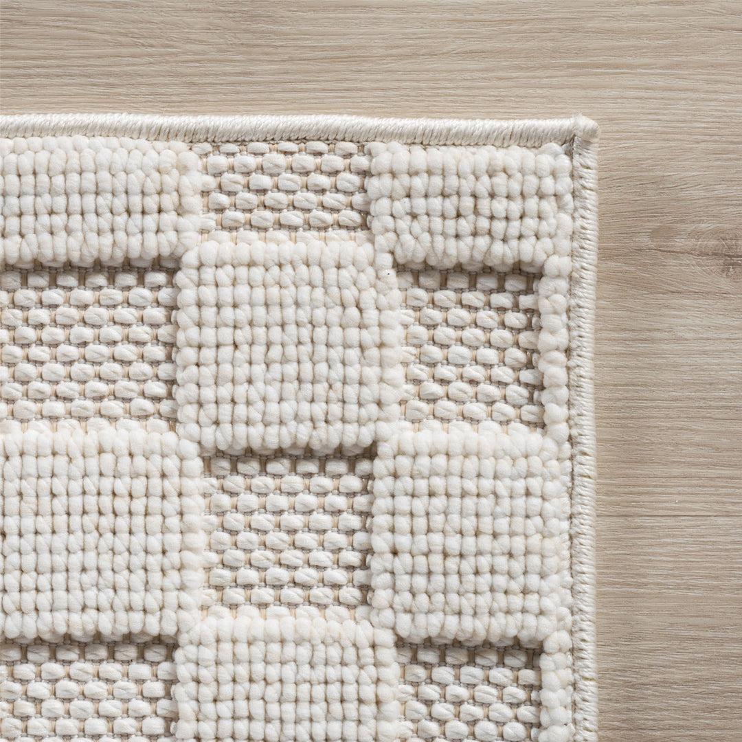 Teppich Creme Unicolor rechteckig Polyester_