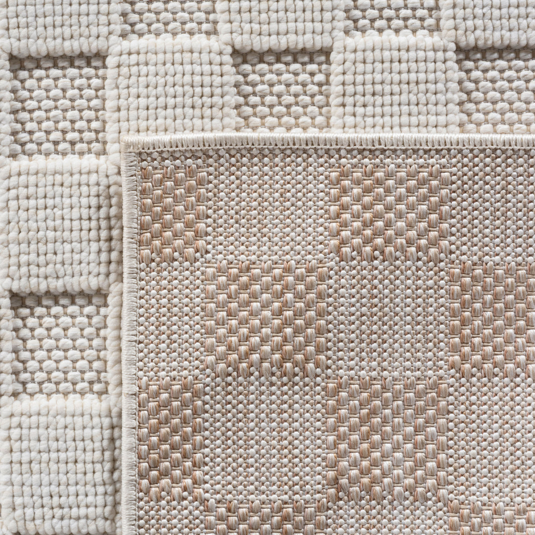 Teppich Creme Unicolor rechteckig Polyester_