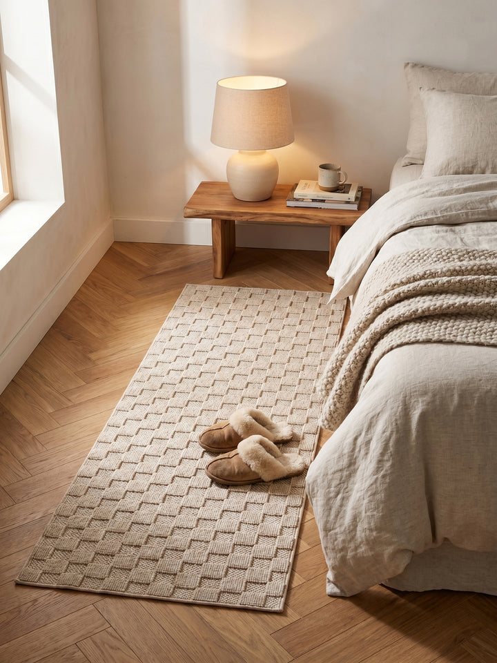 Teppich Beige Läufer Wohnidee gemütlich_