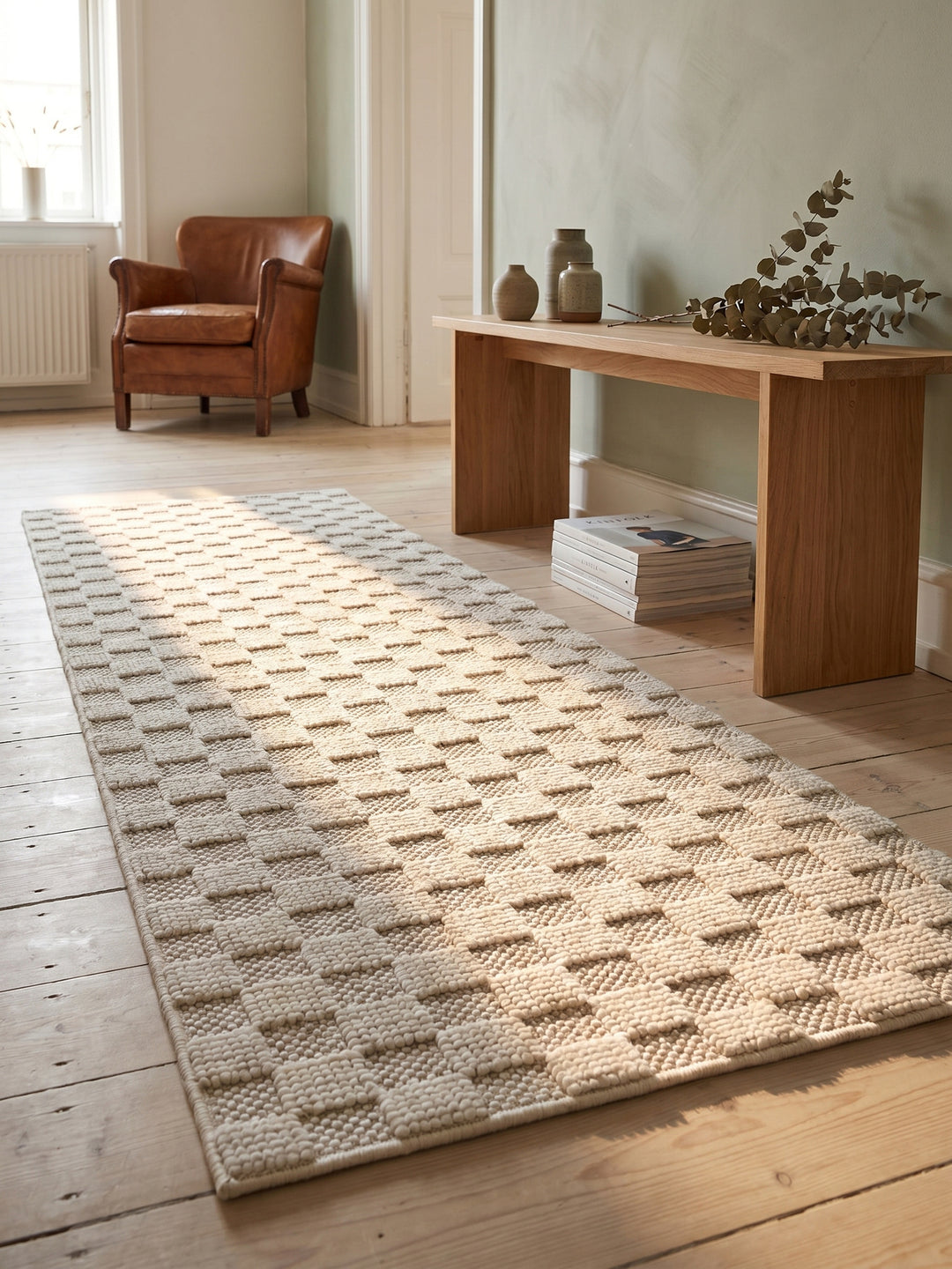 Teppich Creme Läufer Textur Nahaufnahme Detail_