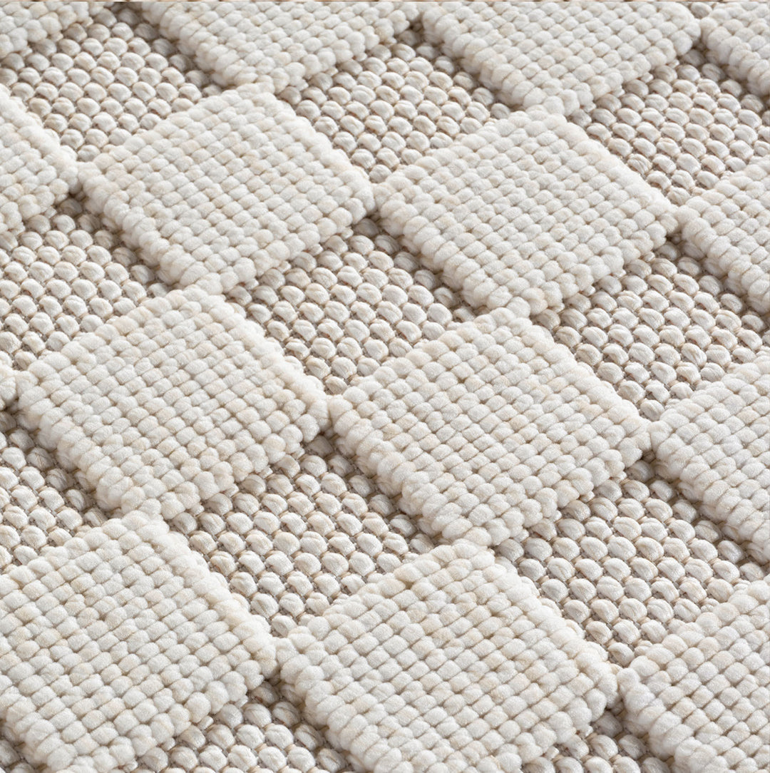 Teppich Creme Unicolor Polyester Designteppich Kollektion BERNINA Wohnraum 80x250_