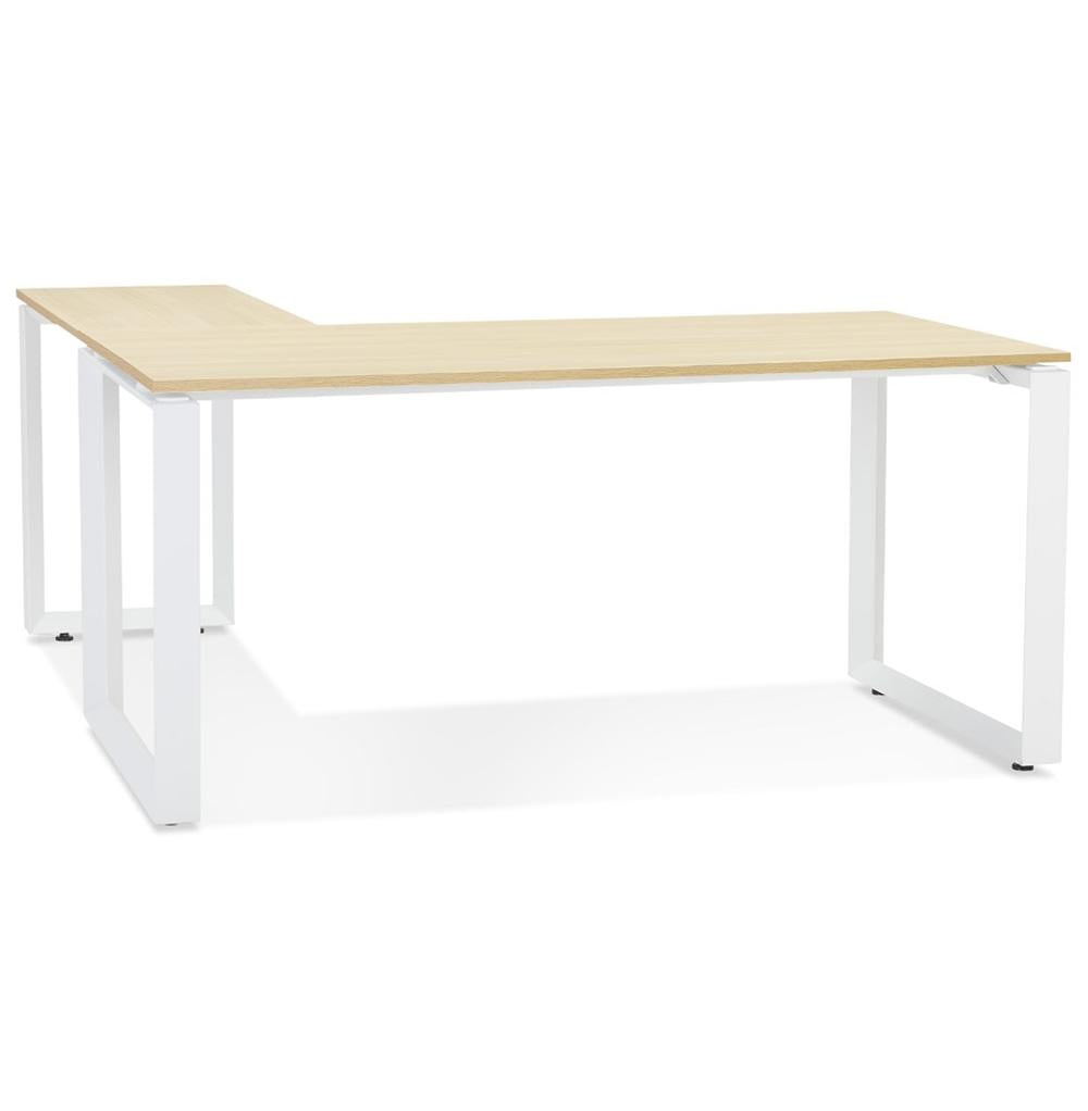 Beige-weißer Eckschreibtisch - L-Form - 170x160cm - MDF-Platte mit Melaminbeschichtung - harmonisches Design für warme Büroatmosphäre - Kadima Design_