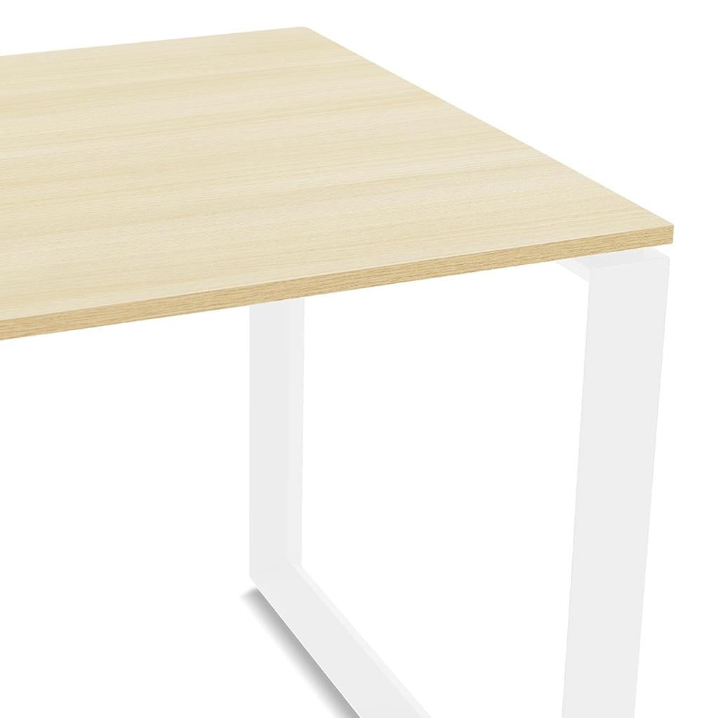 Beige-weißer L-Schreibtisch - MDF &amp; Metall - großzügige Arbeitsfläche - vielseitig einsetzbar als Raumteiler oder in Ecken - Kadima Design_