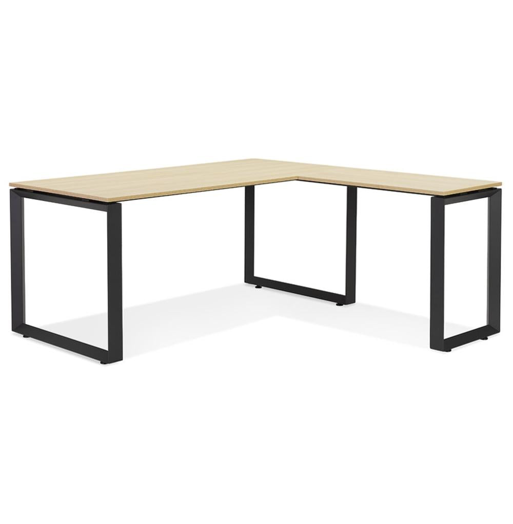 Beige-schwarzer L-Schreibtisch - MDF &amp; Metall - großzügige Arbeitsfläche - vielseitig einsetzbar als Raumteiler oder in Großraumbüros - Kadima Design_