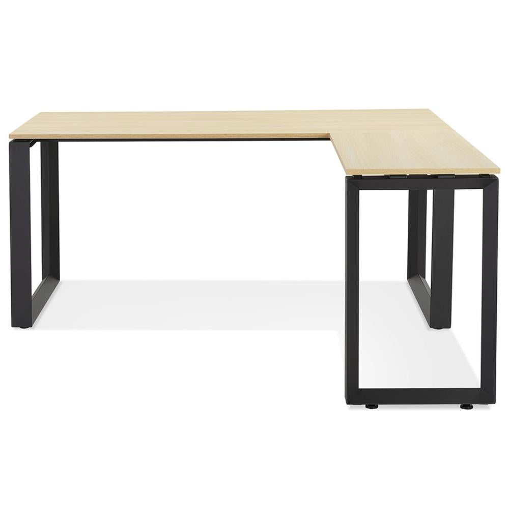 Beige-schwarzer Eckschreibtisch - L-Form - 170x160cm - MDF-Platte - Metallgestell - modernes Design für stilvolle Home-Office-Einrichtung - Kadima Design_