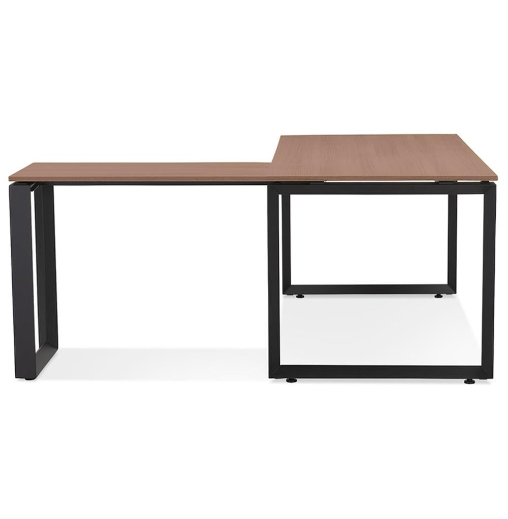 Büro-Computertisch - Braun-schwarze L-Form - kratzfeste Melaminoberfläche - ergonomisches Design für produktives Arbeiten und kreative Tätigkeiten - Kadima Design_