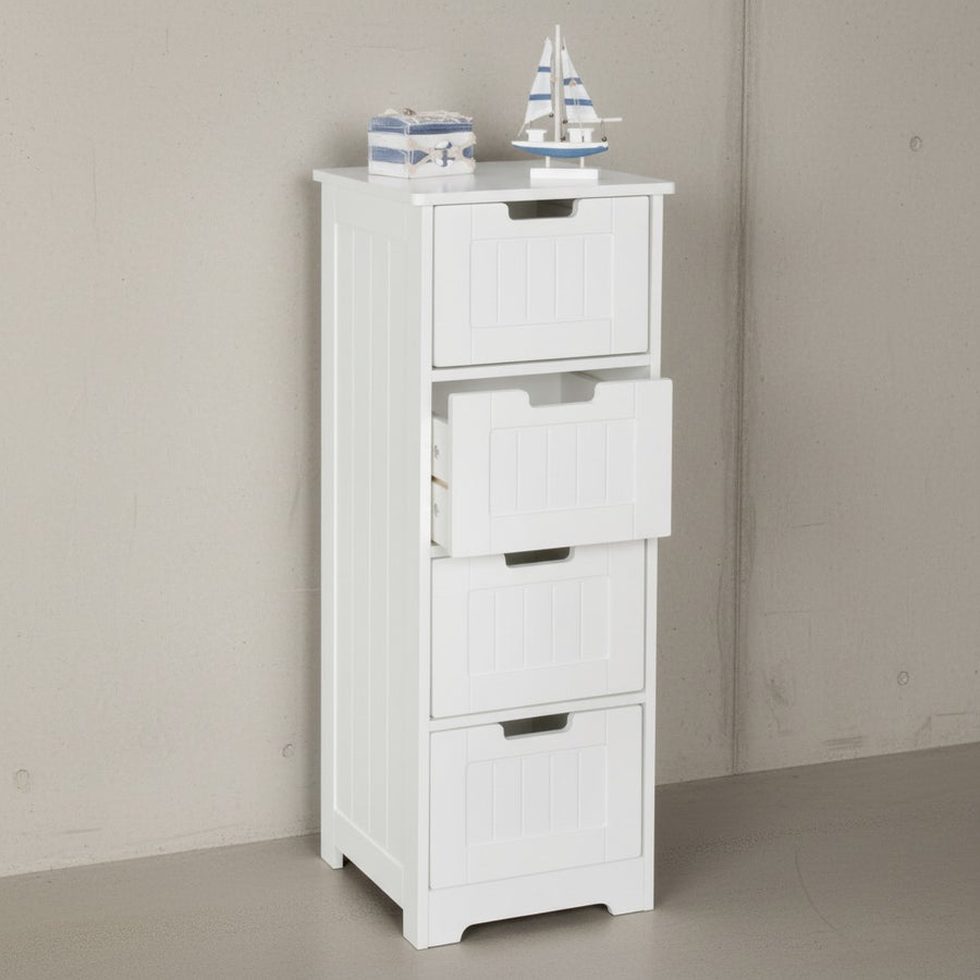Landhausstil Badkommode in Weiß_ 4 Schubladen_ zusätzliche Ablagefläche_ 30x83x30 cm - KADIMA DESIGN_Größe_ 30x30x83 cm_