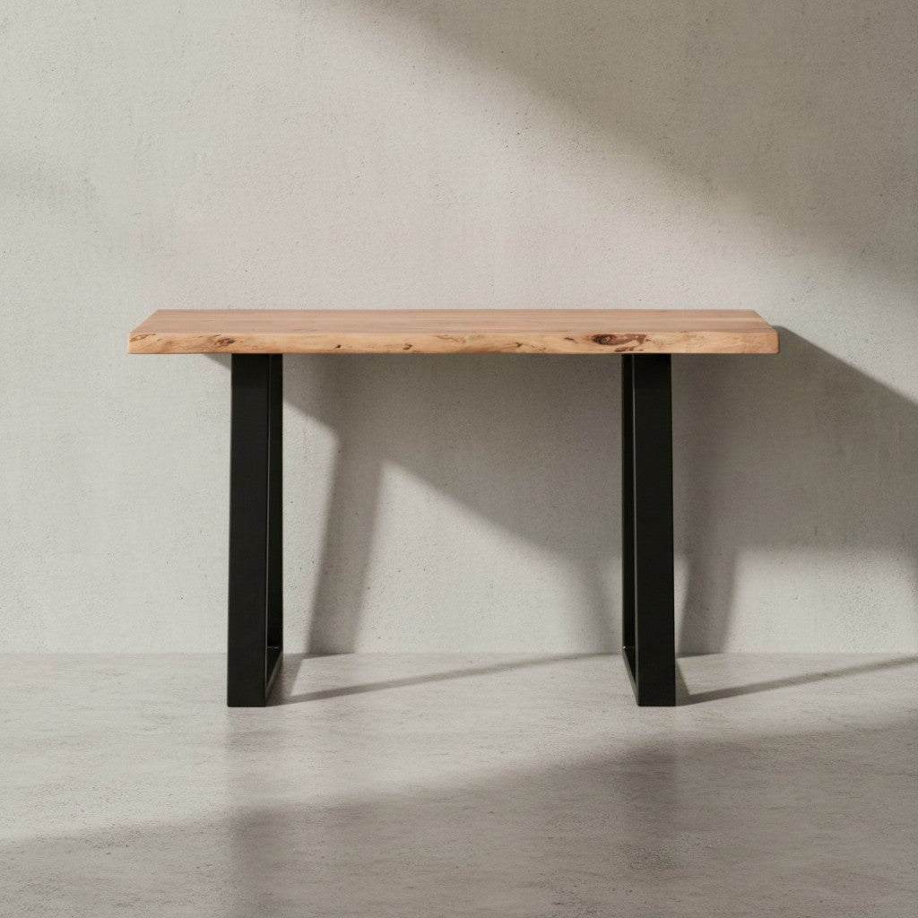 Landhausstil Konsolentisch Akazienholz - Vielseitig_ Robuste Metallfüße_ Unbehandeltes Holz_ Kompakt_ KADIMA DESIGN_Größe_ 120x45x75 cm_