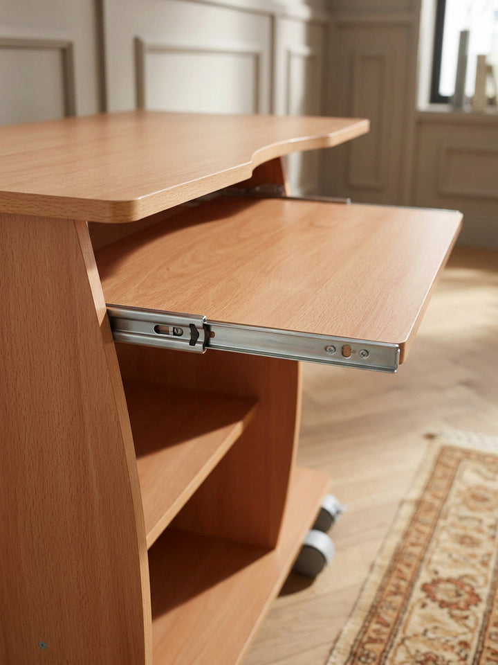 Laptoptisch Computertisch_ 3D-Ecken_ Stauraum_ 90x66x50 cm_ Spanplattenkonstruktion_ Rollen - KADIMA DESIGN_Farbe_ Beige_ Größe_ 90x50x71 cm_
