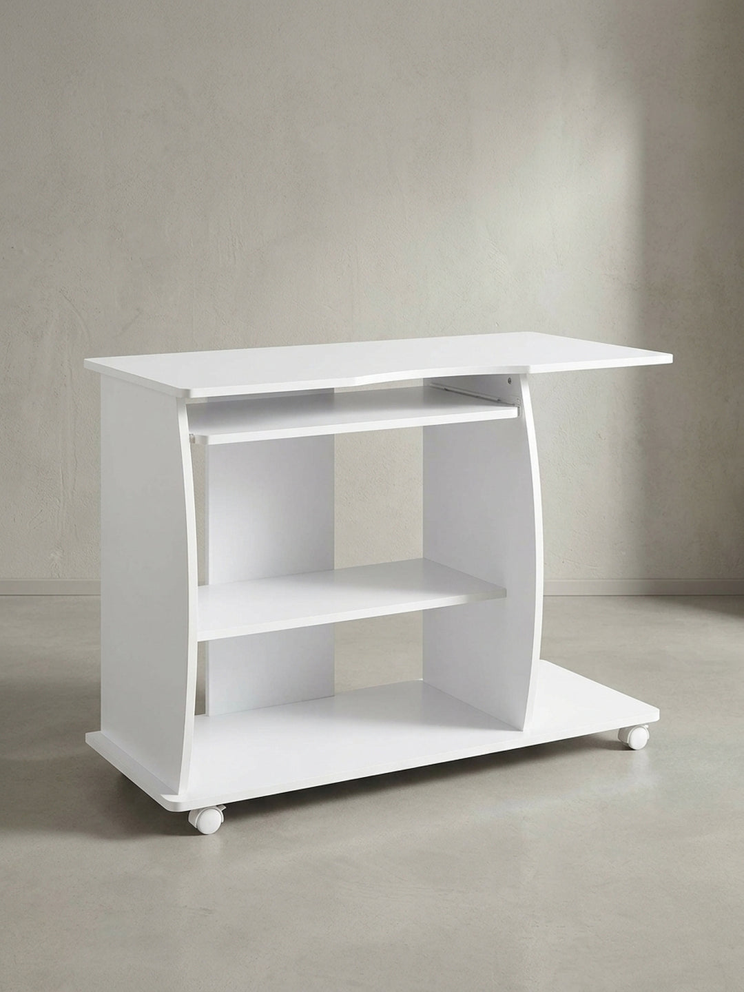 Schreibtisch aus natürlicher Eiche massiv mit Ablagefach und Rollen 50x90x71 cm Design Möbel Premium Qualität modern Home Office Einrichtung stilvoll Wohnen Interior Zuhause Wohnzimmer_