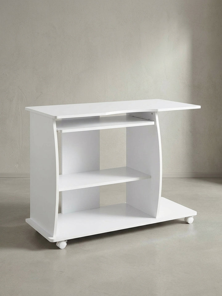 Schreibtisch aus natürlicher Eiche massiv mit Ablagefach und Rollen 50x90x71 cm Design Möbel Premium Qualität modern Home Office Einrichtung stilvoll Wohnen Interior Zuhause Wohnzimmer_