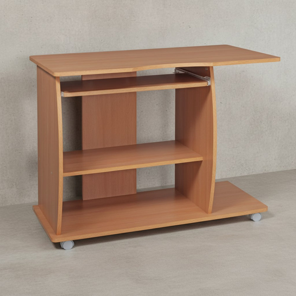 Laptoptisch Computertisch_ 3D-Ecken_ Stauraum_ 90x66x50 cm_ Spanplattenkonstruktion_ Rollen - KADIMA DESIGN_Farbe_ Beige_ Größe_ 90x50x71 cm_