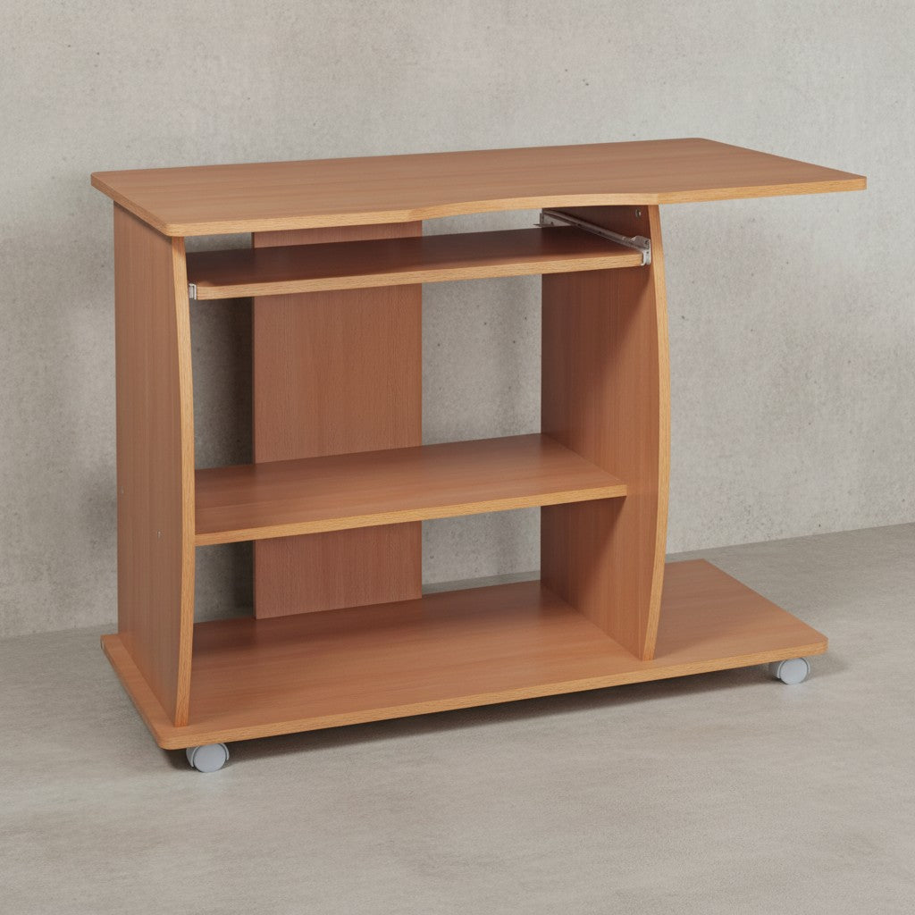Laptoptisch Computertisch_ 3D-Ecken_ Stauraum_ 90x66x50 cm_ Spanplattenkonstruktion_ Rollen - KADIMA DESIGN_Farbe_ Beige_ Größe_ 90x50x71 cm_