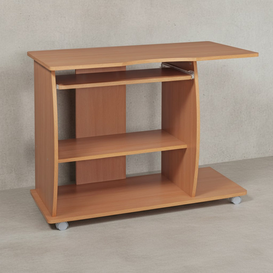 Laptoptisch Computertisch_ 3D-Ecken_ Stauraum_ 90x66x50 cm_ Spanplattenkonstruktion_ Rollen - KADIMA DESIGN_Farbe_ Beige_ Größe_ 90x50x71 cm_