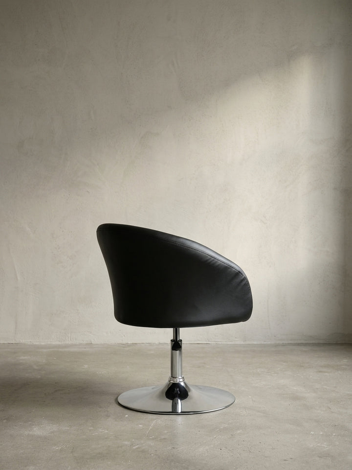 Lounge- &amp;amp; Cocktailsessel aus Eiche Massivholz schwarz 62x55x84 cm mit Höhenverstellung und Drehfunktion Design Möbel Einrichtung modern stilvoll robust hochwertig Premium Arbeitszimmer_
