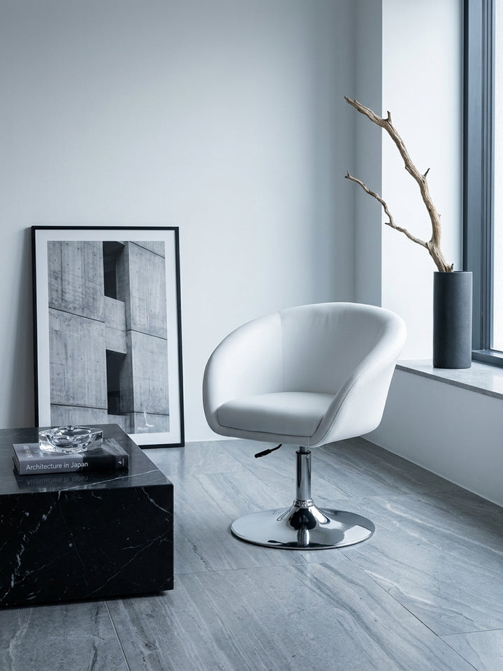 Lounge- &amp;amp; Cocktailsessel Eiche Massivholz weiß Nahaufnahme feine Eichenholz-Maserung mit gleichmäßiger Struktur und natürlichem Farbverlauf mit Höhenverstellung und Drehfunktion Qualität_
