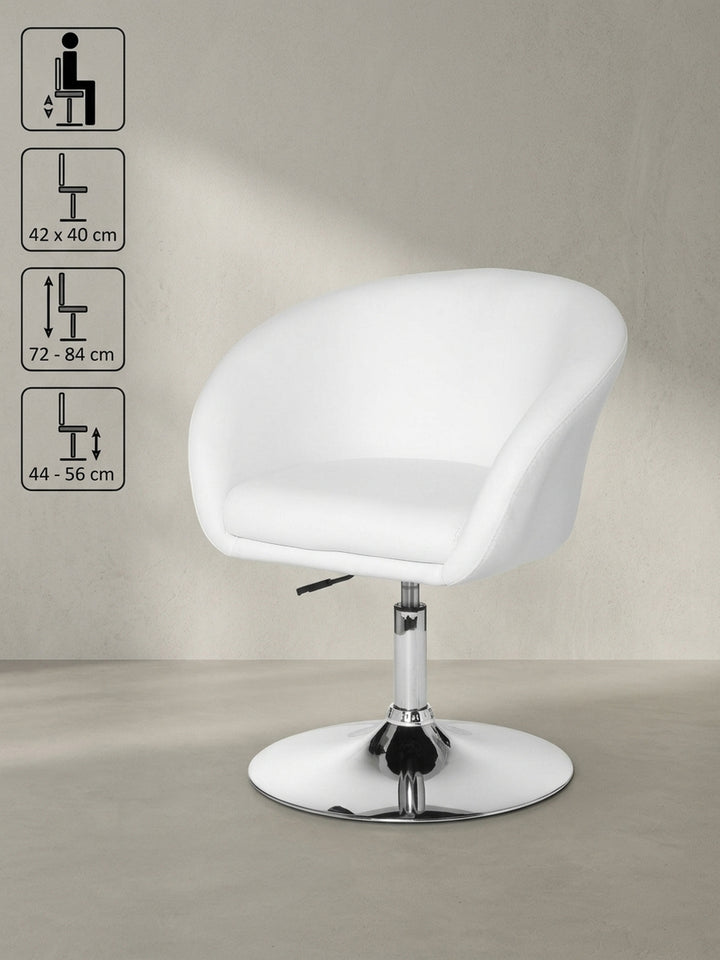 Lounge- &amp;amp; Cocktailsessel 62x55x84 cm Eiche Massivholz weiß mit Höhenverstellung und Drehfunktion Möbel Design Wohnzimmer Esszimmer Schlafzimmer modern hochwertig elegant Home Office Wohnen_