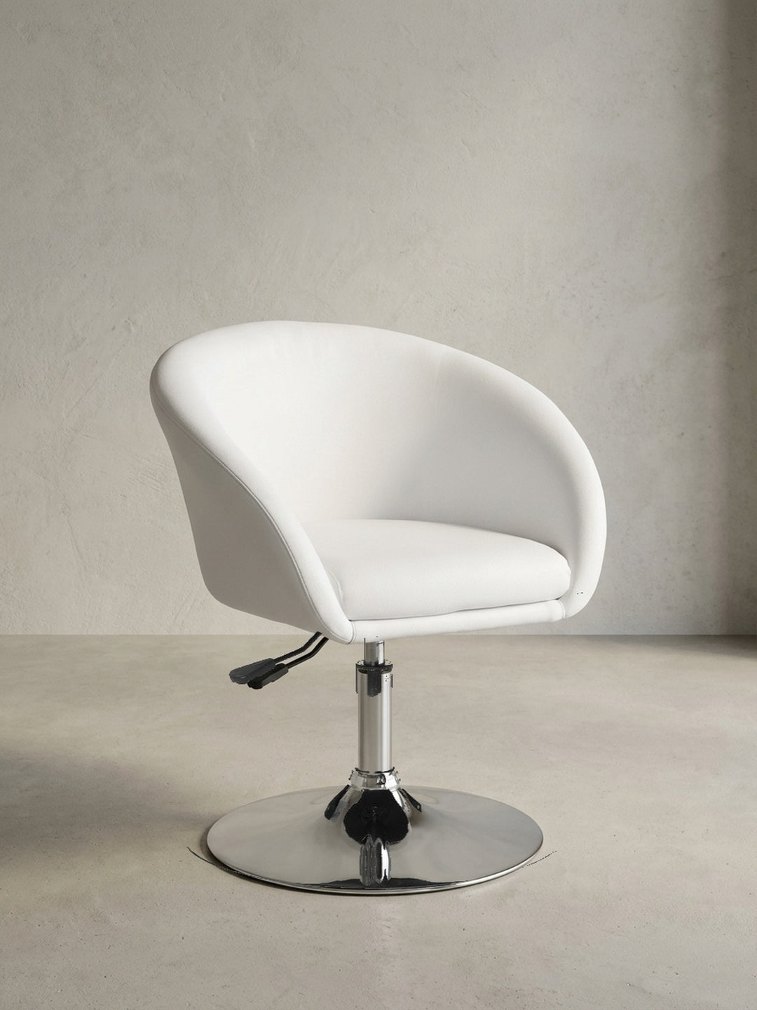 Lounge- &amp; Cocktailsessel Eiche Massivholz weiß Maße 62x55x84 cm Höhe Breite Tiefe Maßzeichnung Produktmaße mit Höhenverstellung und Drehfunktion Möbel Design Home Office Wohnen Einrichtung_