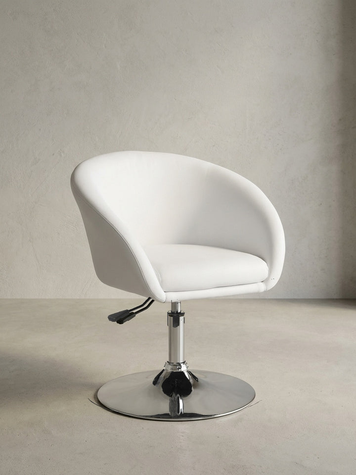 Lounge- &amp;amp; Cocktailsessel Eiche Massivholz weiß Maße 62x55x84 cm Höhe Breite Tiefe Maßzeichnung Produktmaße mit Höhenverstellung und Drehfunktion Möbel Design Home Office Wohnen Einrichtung_