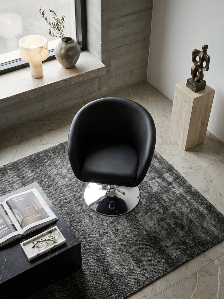 Lounge- &amp;amp; Cocktailsessel Eiche Massivholz schwarz 62x55x84 cm Wohnidee Arbeitszimmer Einrichtungsidee stilvoll kombinieren mit Höhenverstellung und Drehfunktion Design Möbel Inspiration_