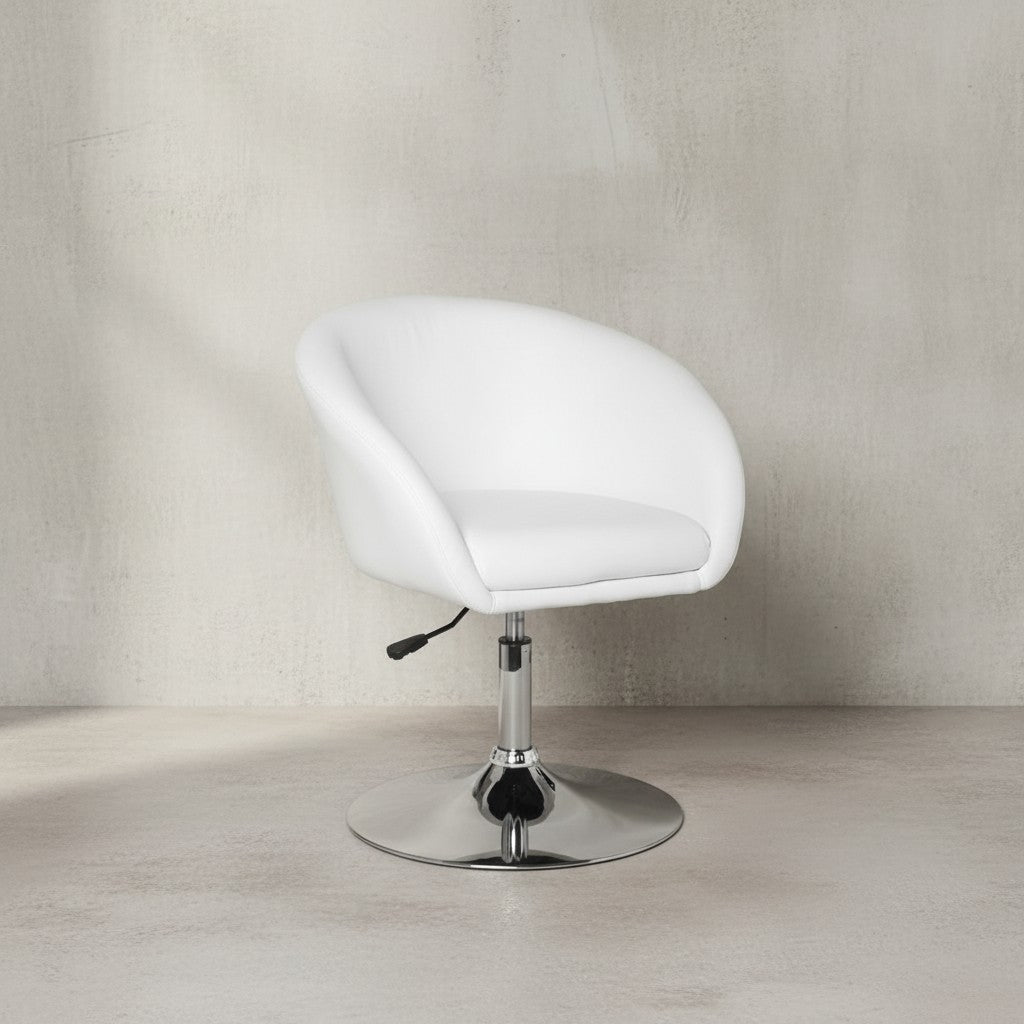 Loungesessel LIFT_ Retro-Design_ verstellbare Sitzhöhe_ Trompetenfuß_ in Schwarz oder Weiß - KADIMA DESIGN_Farbe_ Weiß_ Größe_ 62x55x84 cm_