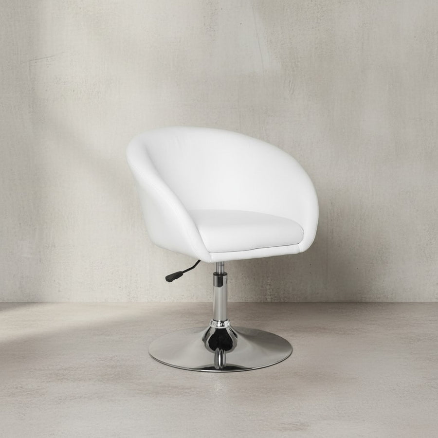 Loungesessel LIFT_ Retro-Design_ verstellbare Sitzhöhe_ Trompetenfuß_ in Schwarz oder Weiß - KADIMA DESIGN_Farbe_ Weiß_ Größe_ 62x55x84 cm_