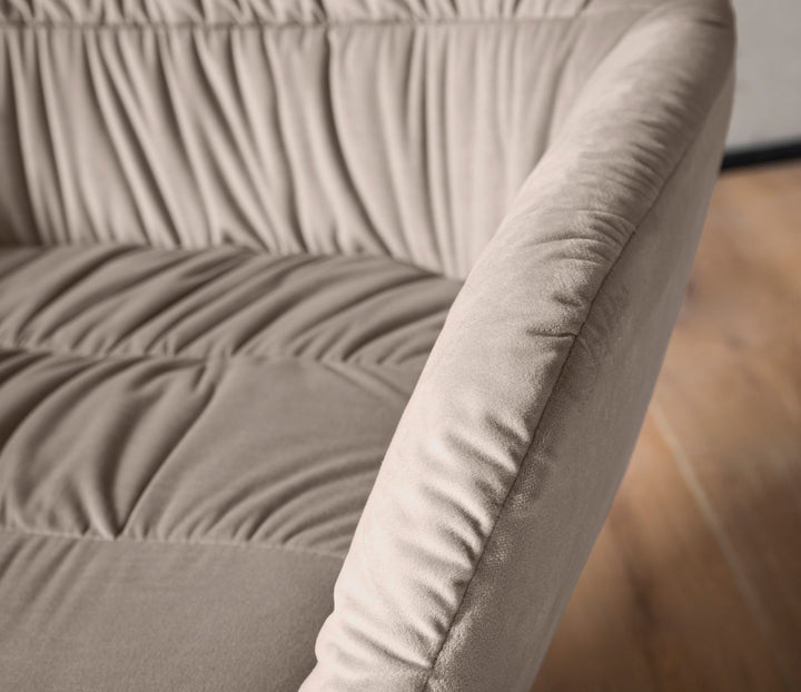 Loungesessel Samt mit Armlehnen und Metallgestell, gepolsterter Schalensitz, Beige 64x68x74 cm