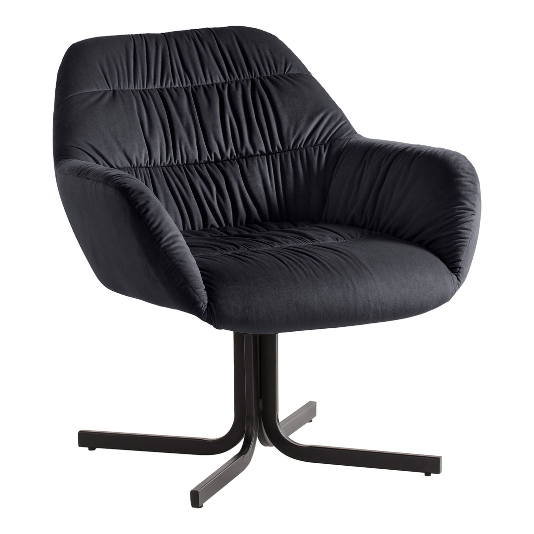Loungesessel Samt mit Armlehnen und Metallgestell, gepolsterter Schalensitz, Beige 64x68x74 cm
