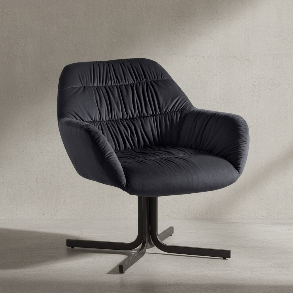 Loungesessel Samt Design Clubsessel mit Metallbeine - Schalenstuhl gepolstert mit Rückenlehne - Cocktailsessel Lounge Armlehnen - Sessel mit Stoffbezug_