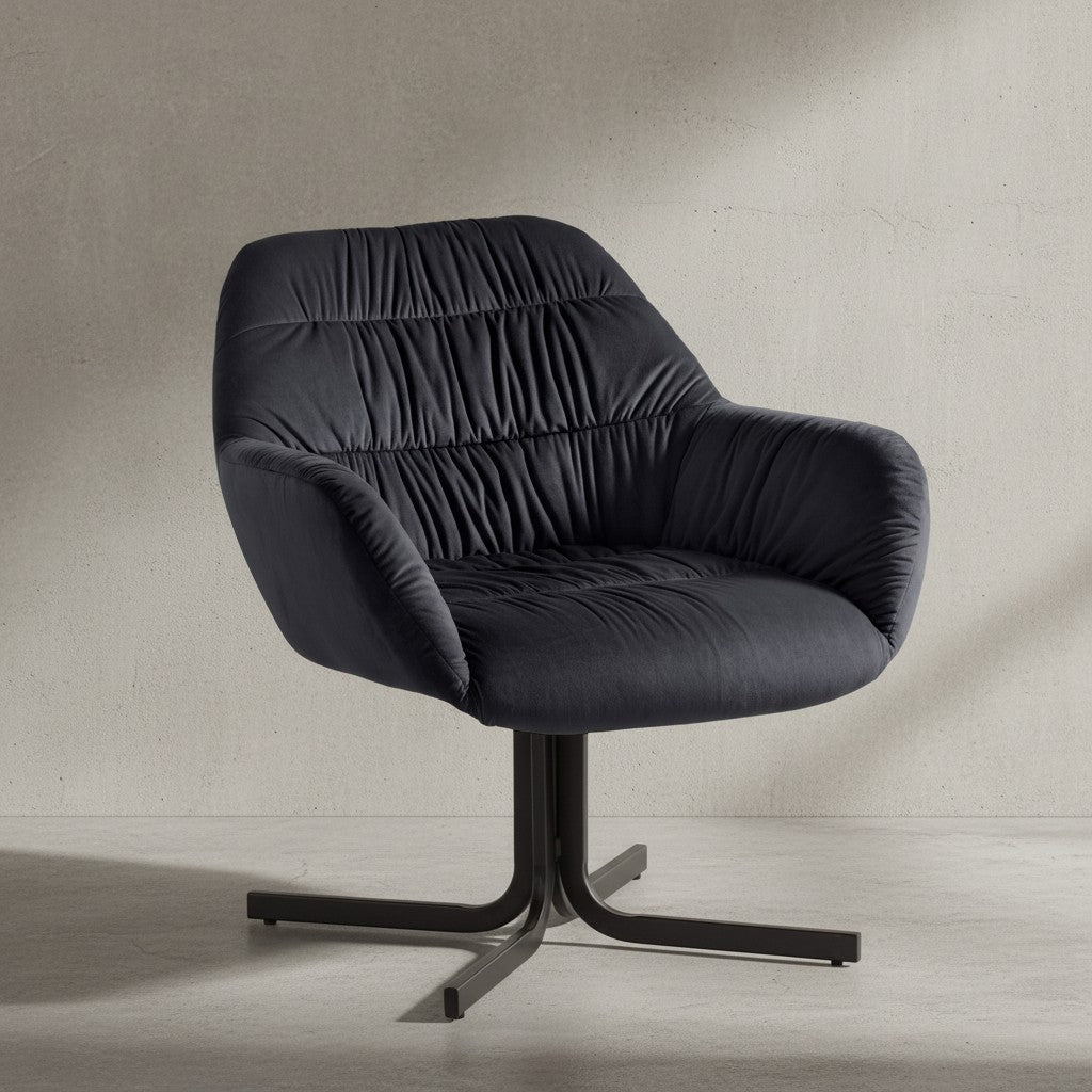 Loungesessel Samt Design Clubsessel mit Metallbeine - Schalenstuhl gepolstert mit Rückenlehne - Cocktailsessel Lounge Armlehnen - Sessel mit Stoffbezug_