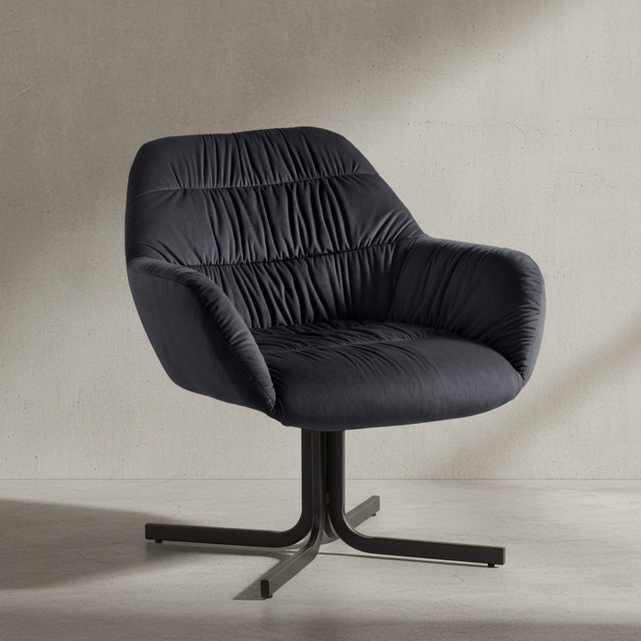 Loungesessel Samt Design Clubsessel mit Metallbeine - Schalenstuhl gepolstert mit Rückenlehne - Cocktailsessel Lounge Armlehnen - Sessel mit Stoffbezug_