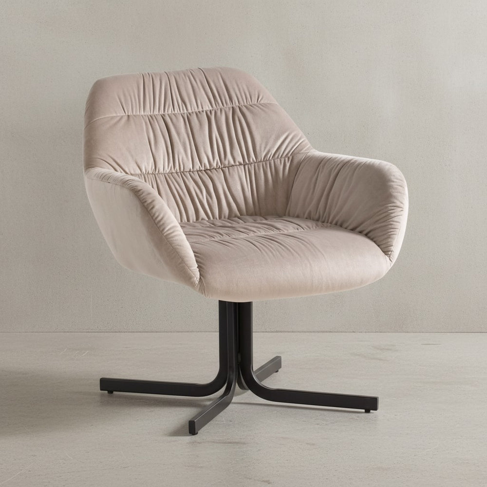 Loungesessel Samt Design Clubsessel mit Metallbeine - Schalenstuhl gepolstert mit Rückenlehne - Cocktailsessel Lounge Armlehnen - Sessel mit Stoffbezug_