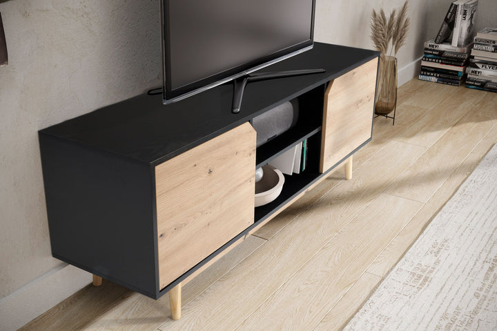 TV-Lowboard mit Eiche-Dekor, 2 Türen, modern