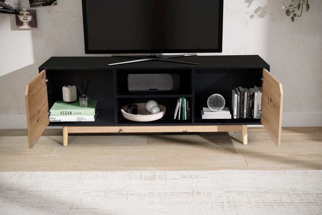 TV-Lowboard mit Eiche-Dekor, 2 Türen, modern