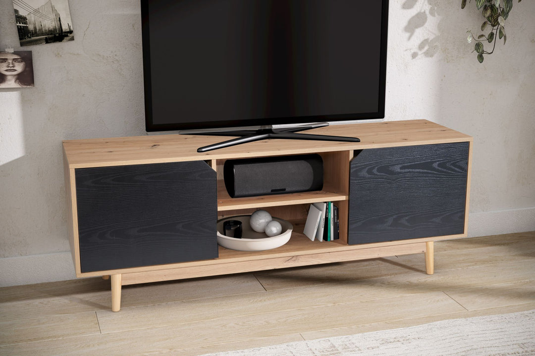 TV-Lowboard mit Eiche-Dekor, 2 Türen, modern