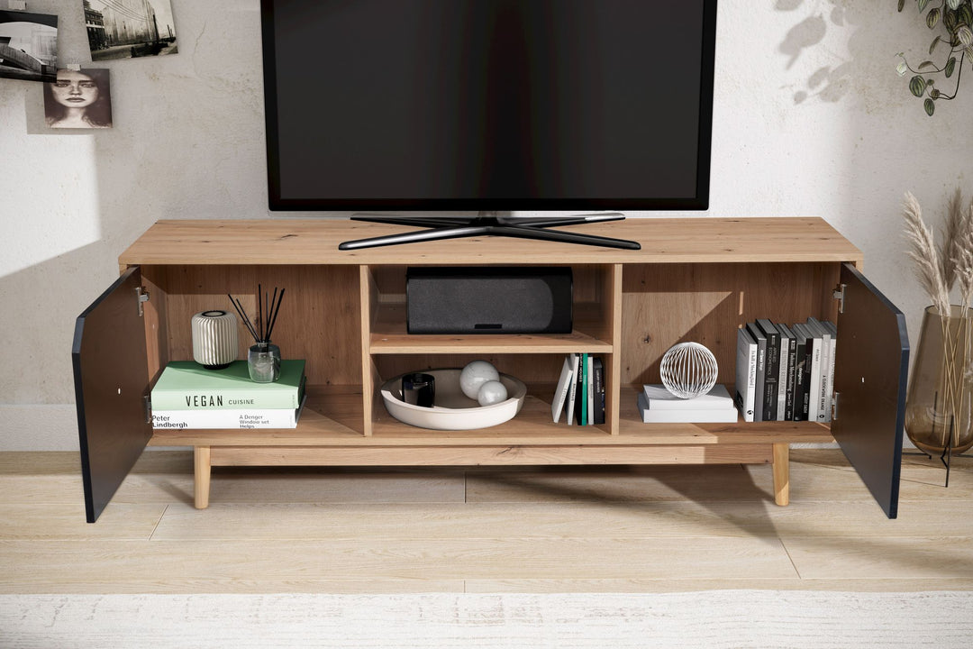 TV-Lowboard mit Eiche-Dekor, 2 Türen, modern