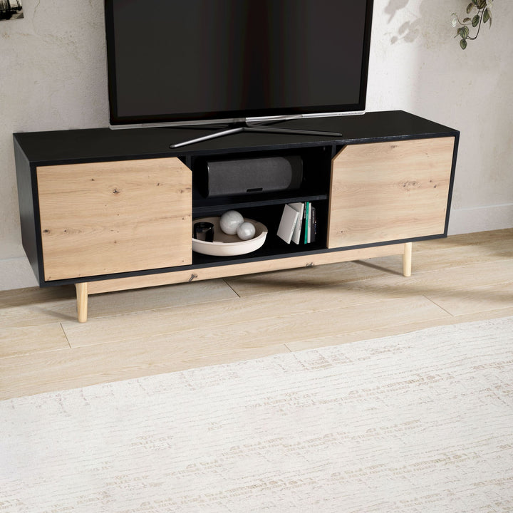 TV-Lowboard mit Eiche-Dekor, 2 Türen, modern