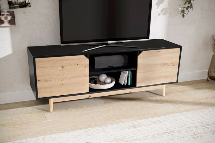 TV-Lowboard mit Eiche-Dekor, 2 Türen, modern
