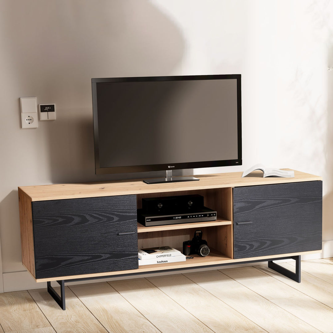 TV-Lowboard mit Eiche-Dekor und 2 Türen, modern