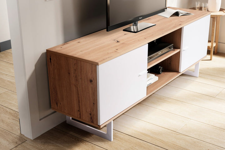 TV-Lowboard mit Eiche-Dekor und 2 Türen, modern