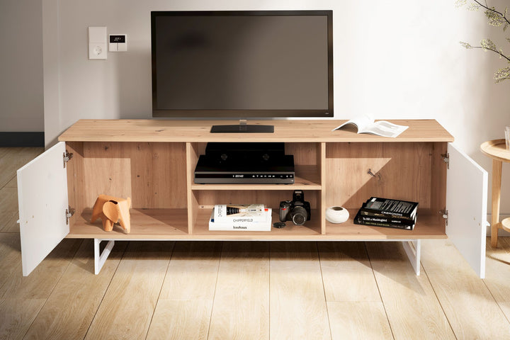 TV-Lowboard mit Eiche-Dekor und 2 Türen, modern