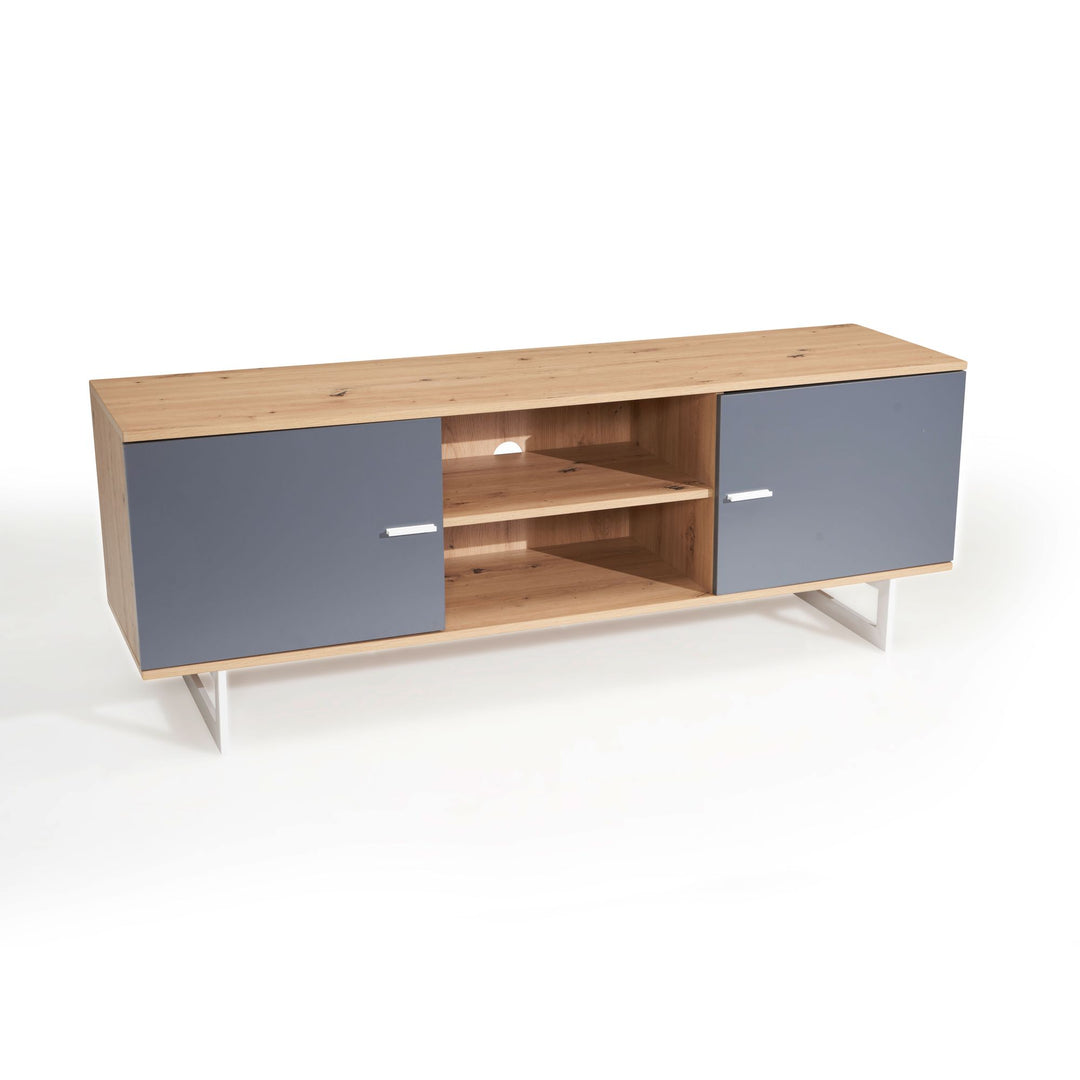 TV-Lowboard mit Eiche-Dekor und 2 Türen, modern