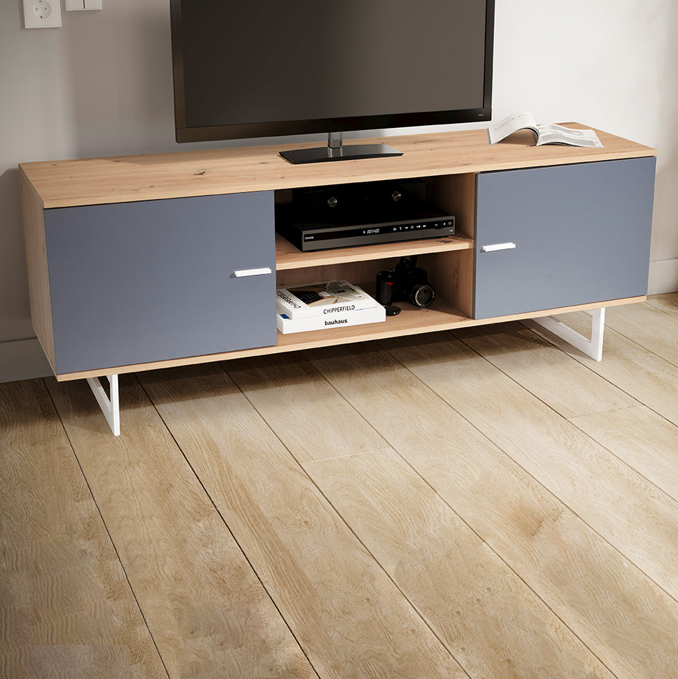 TV-Lowboard mit Eiche-Dekor und 2 Türen, modern